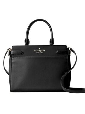 kate spade Black Leather Top-Handle Satchel with Crossbody Strap